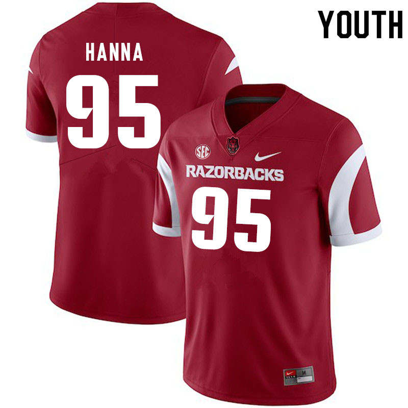 Youth #95 Morgan Hanna Arkansas Razorbacks College Football Jerseys Sale-Cardinal